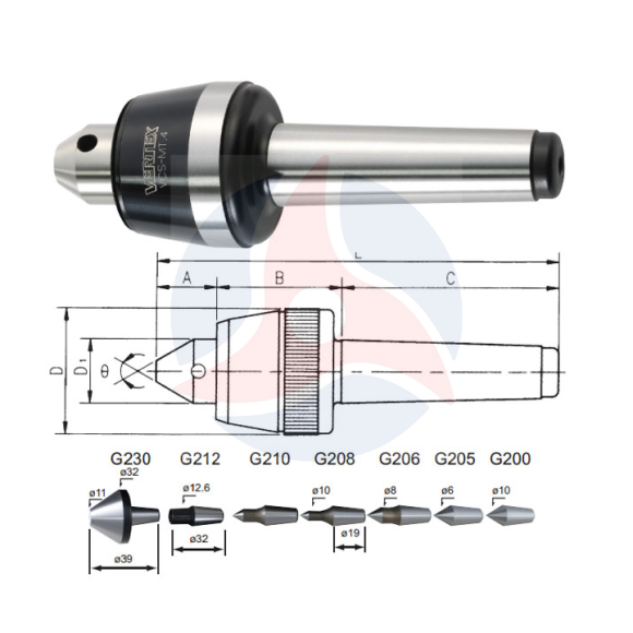 Đầu chống tâm máy tiện Vertex