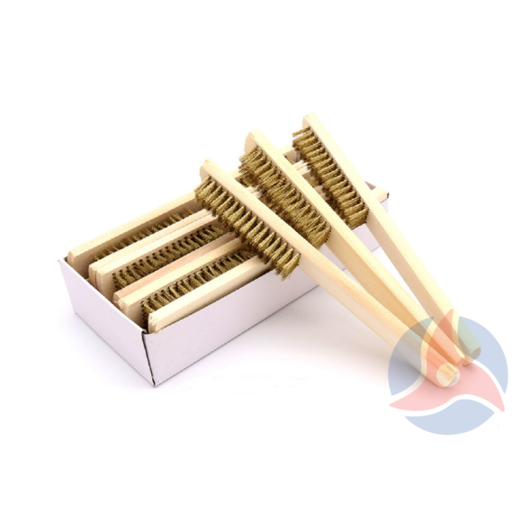 Bàn chải cước đánh rỉ, làm sạch bề mặt kim loại, gỗ, sợi đồng cán gỗ