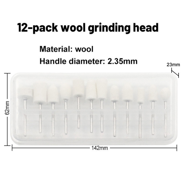 Bộ 12 đầu len cứng đánh bóng cốt 2.35mm