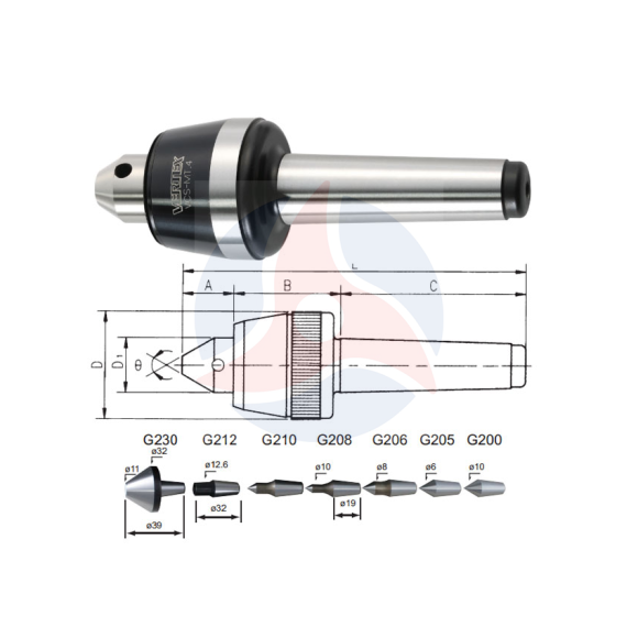 Đầu chống tâm máy tiện Vertex