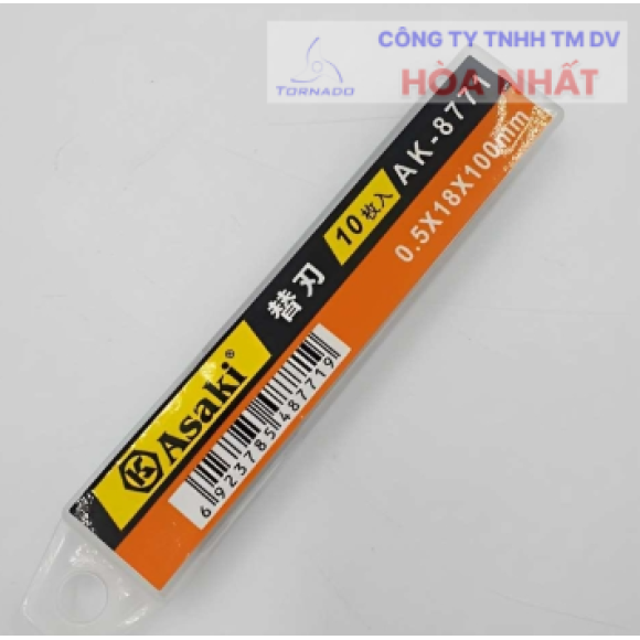 Lưỡi dao rọc giấy 100 x 18 x 0.5mm 14 sọc Asaki AK-8771